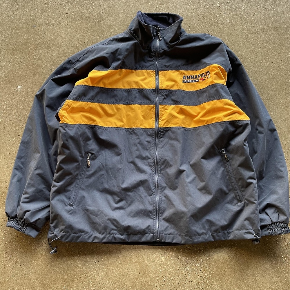 Annapolis Reversible Jacket Mens XL Navy Fleece Lined Full‎ Zip Nautical Sailing